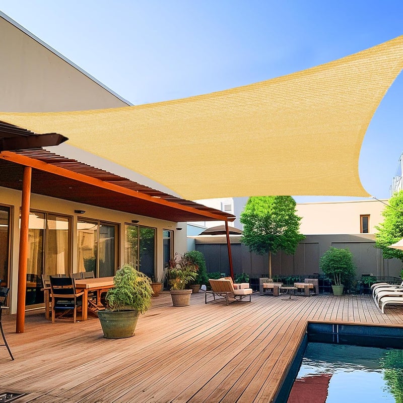 Shade&Beyond 8'x10' Sun Shade Sails Canopy Rectangle Sand 185GSM Shade Sail for Patio Deck Yard Backyard, (We Make Custom Size) - Image 1